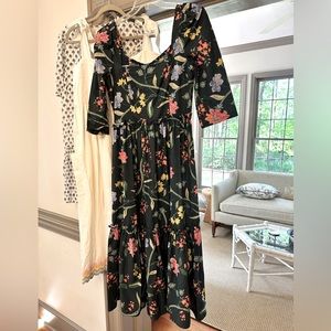 Cara Cara Blue Hill Midi Dress sz 12 Excellent condition Green Floral